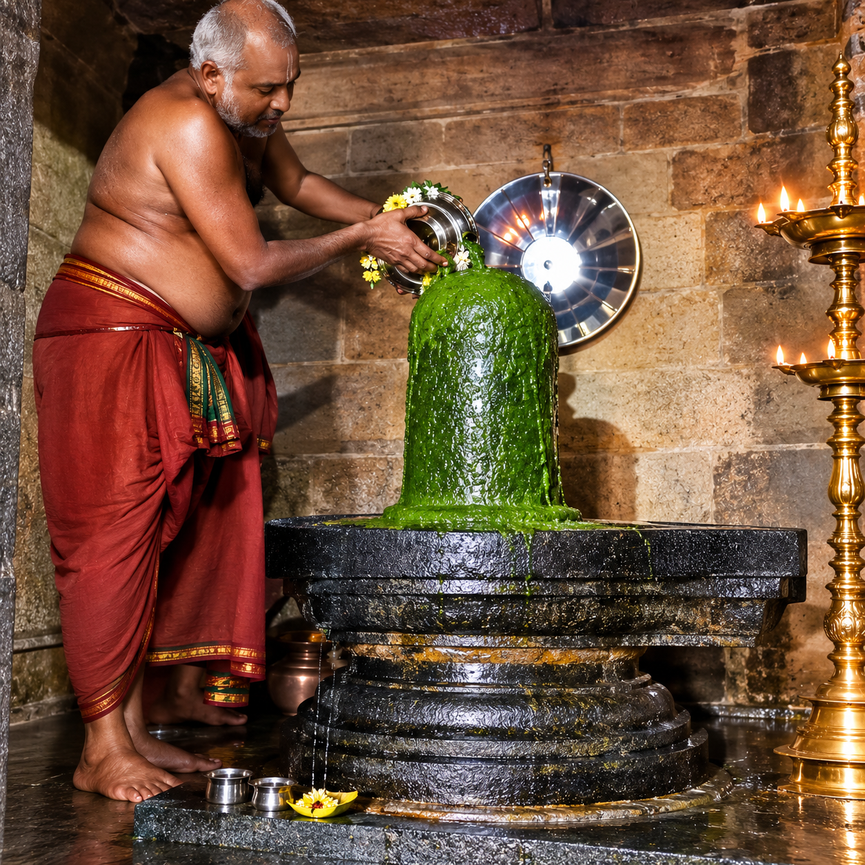 Sacred Shiva lingam abhishekam